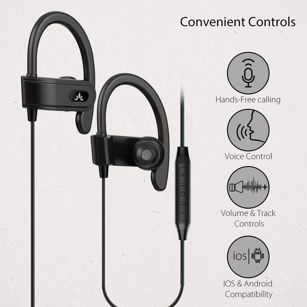 Sweatproof Black Avantree E171 Sports Headphones Wired with Microphone