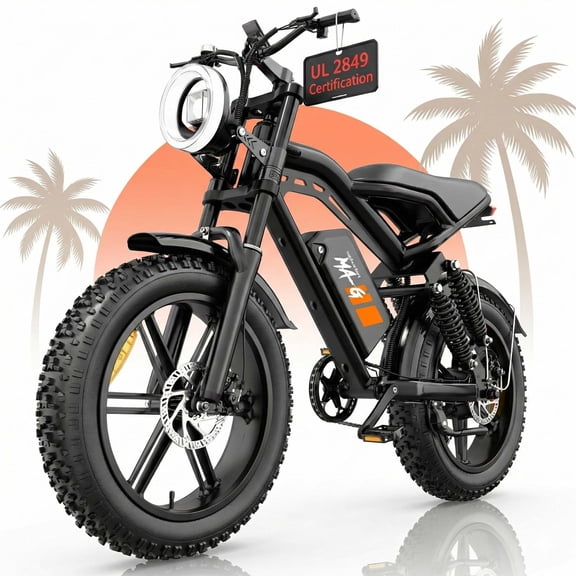 HeloKeep Electric Bike for Adults, 1500W Peak, 20"x4" Fat Tire Off-Road Electric Mountain Bike, 48V 20Ah Removable Battery UL 2849 Certified, Full Suspension, 7-Speed, 32 MPH