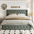 thumbnail image 3 of Einfach King Size Lift up Platform Storage Bed Frame with Fabric Upholstered Wingback Button Tufted Headboard, Dark Gray, 3 of 12