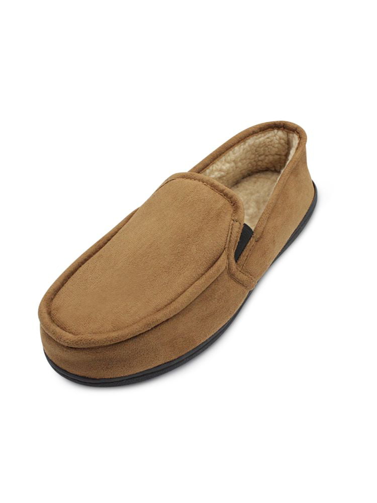Men's Comfy Wool Micro Suede  Fleece Lined Moccasin Slippers Shoes 