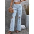 thumbnail image 2 of Chase Secret Women's Ripped Jeans High Waisted Wide Leg Jeans Destroyed Flare Jeans, 2 of 6