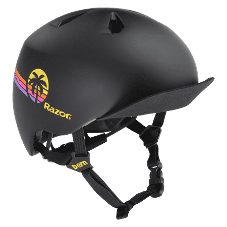 Nino Razor Matte Black Yellow Sunset Helmet w/ Visor - S/M
