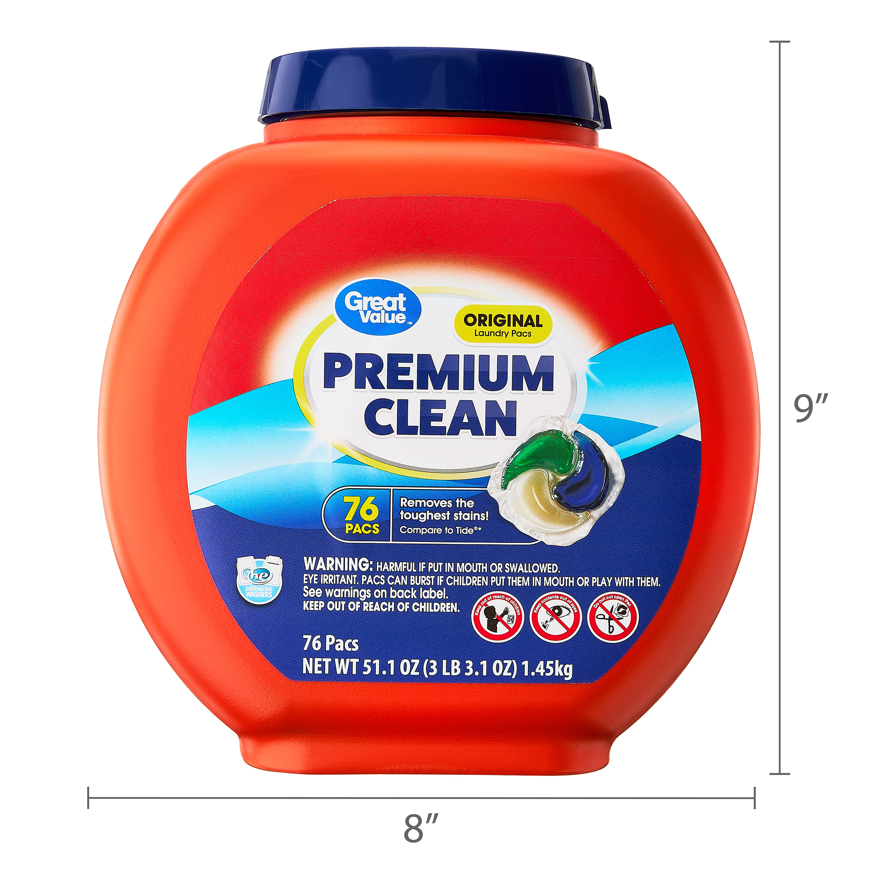 Great Value Premium Clean Laundry Pacs, Original Scent, 76 Count photo 6