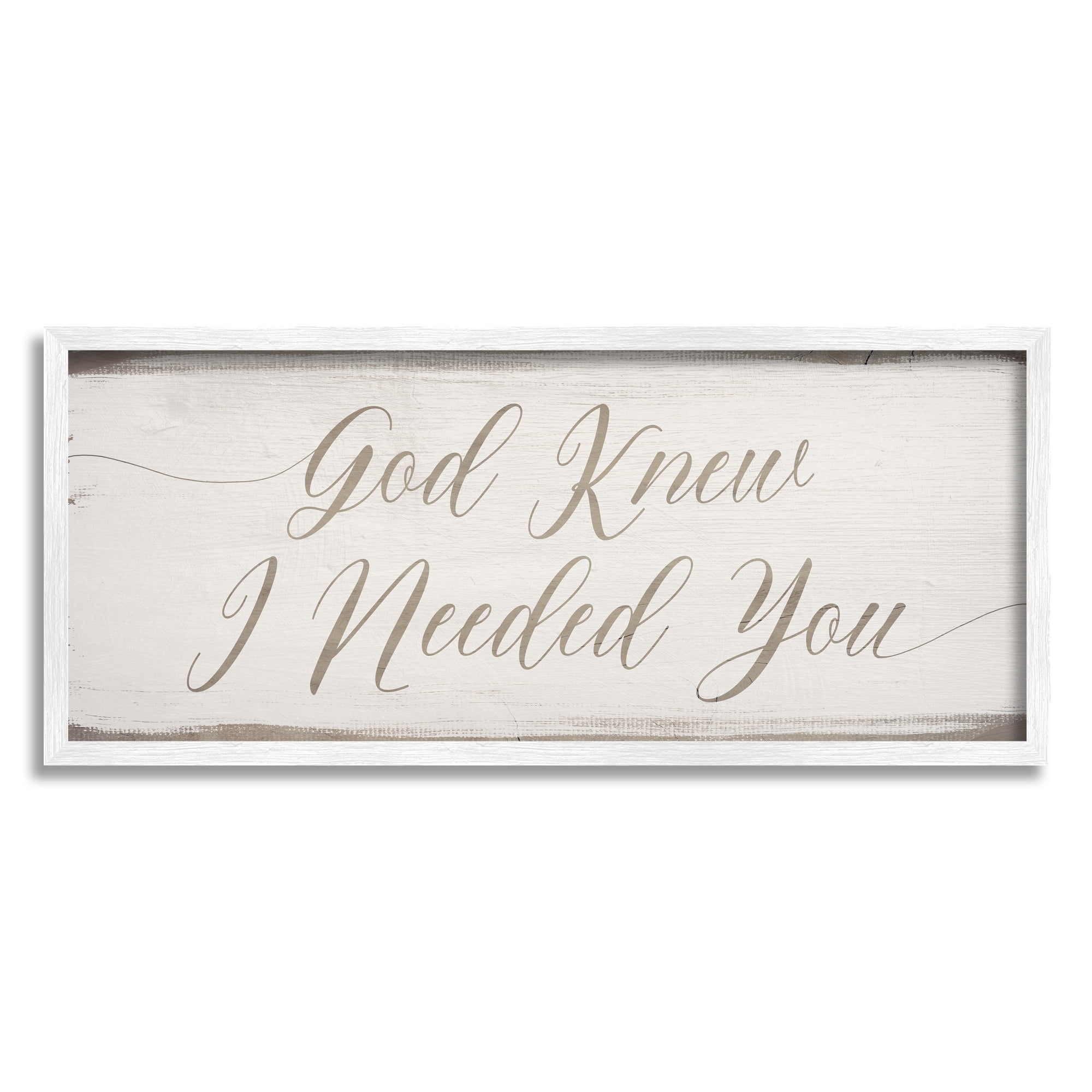 Stupell Industries God Knew I Needed You Romantic Religious Phrase Framed Wall Art, 30 x 13, Design by Daphne Polselli