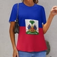 thumbnail image 6 of Haiti Flag Design Women's Short Sleeve Tops Casual Blouses T Shirt, 6 of 6