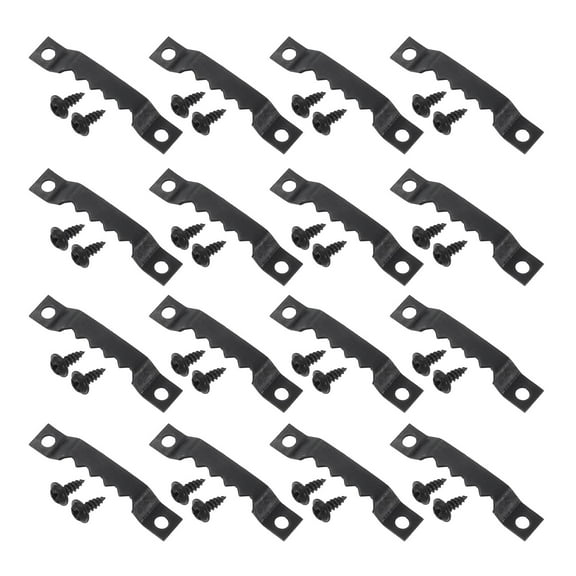 16Pcs Picture Hangers, Single-Eerration Frame Back Fasteners with Screws, Black