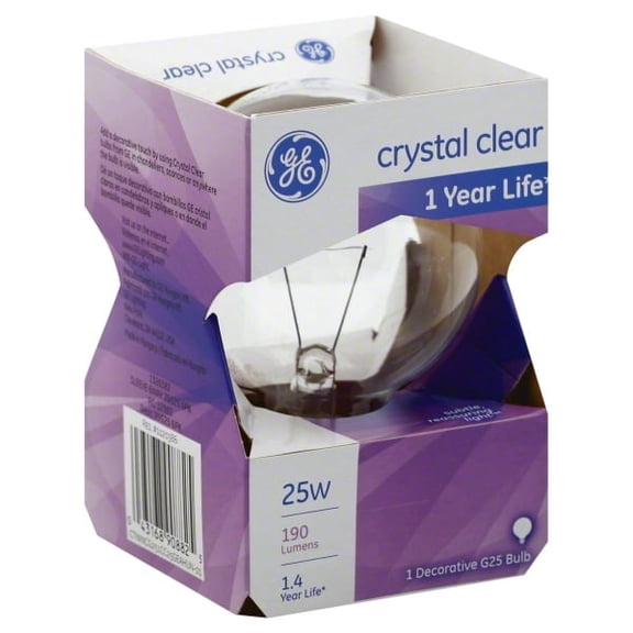 GE Lighting Globe Light Bulb G25 Decorative - 25 Watt Incandescent - Crystal Clear