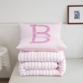 thumbnail image 5 of Manfei 3D Cartoon Monogram B King Size Comforter Sets,Modern Geometric Pattern Comforters King Size,Pink Reversible,3 Pieces,1 Comforter and 2 Pillowcases, 5 of 7