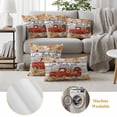 thumbnail image 6 of Red Truck Fall Outdoor Waterproof Pillow Covers, Thanksgiving Botanical Pumpkins Leaves Wooden Decorative Square Throw Pillowcase Sofa Cushion Sham for Patio/Couch/Chair, 26"x26" 2 Pack, 6 of 8