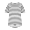 thumbnail image 4 of Miluxas Two Piece Stripe Pajamas Set Women Nightwear Short Sleeve Sleepwear Soft Side Split Loungewear Pjs Sets Gray, 4 of 9