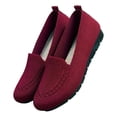 thumbnail image 3 of Rokment Womens Wedge Slip on Penny Loafers Comfortable Walking Shoes Spring Fall Mesh Knit Non Slip Work Flat Casual Low Heels Driving Nursing Sneakers Red Size 6, 3 of 5