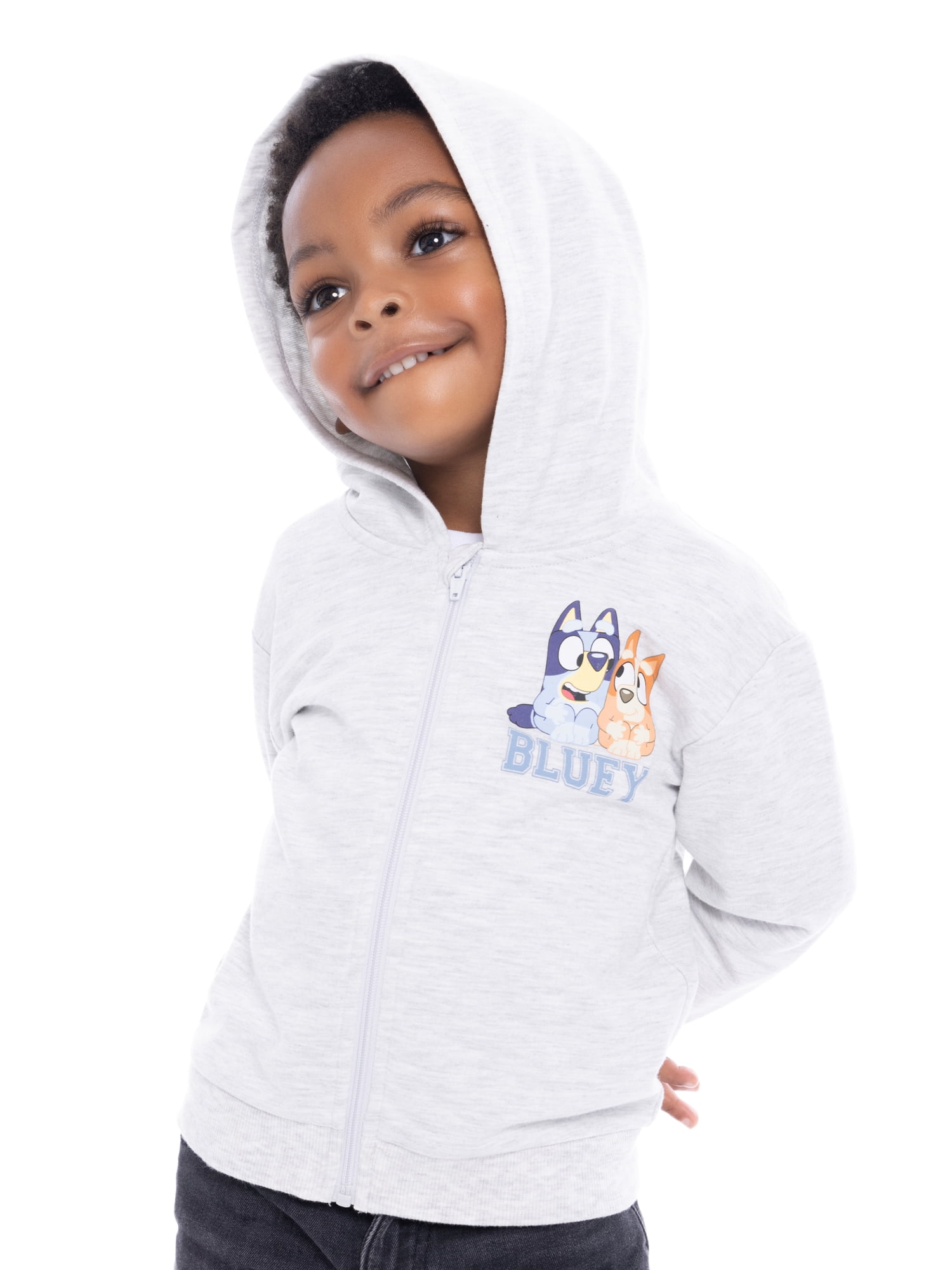 Bluey Toddler Girls' Full-Zip Hoodie with Front & Back Graphics, Sizes 12M-5T