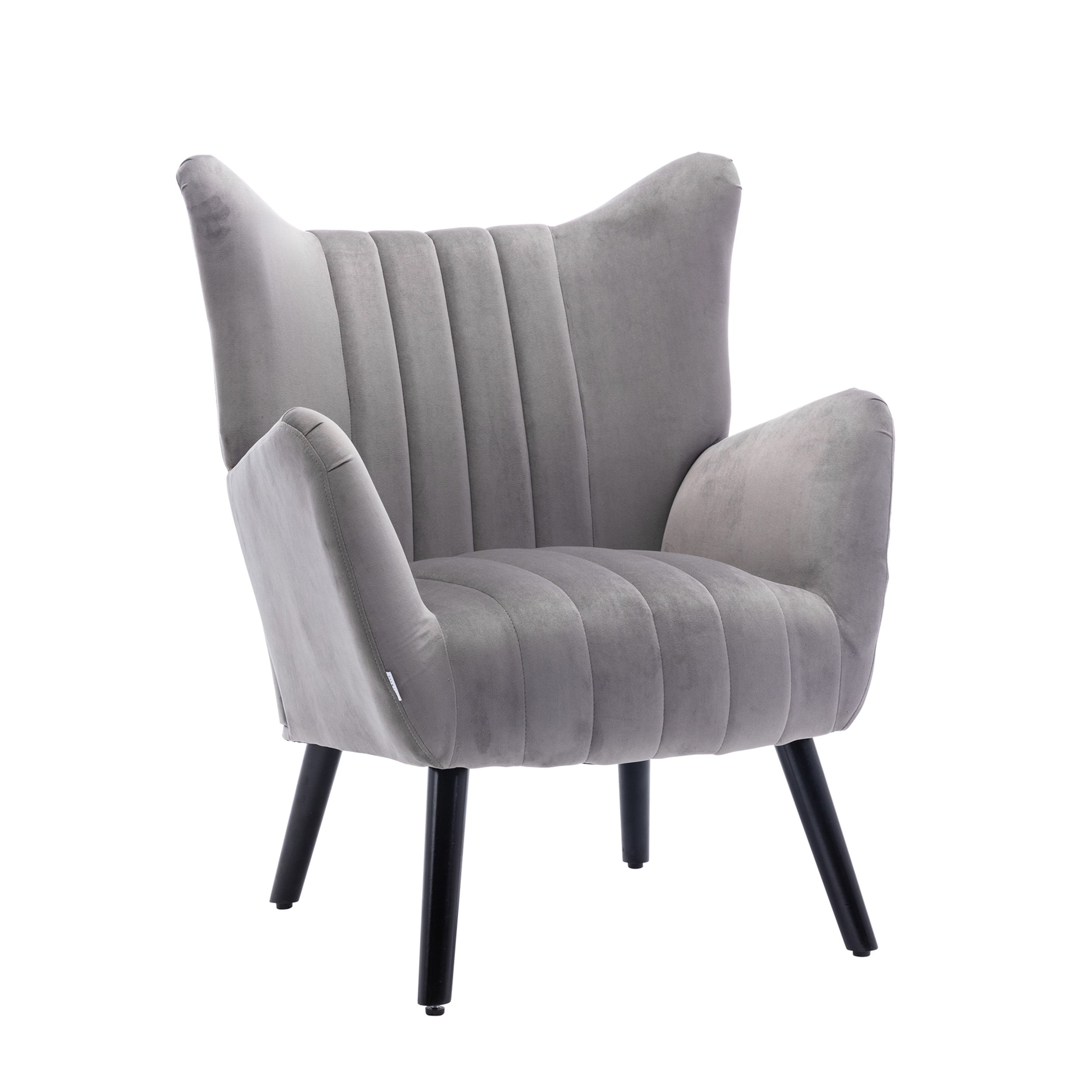 Modern Upholstered Wingback Accent Chair Leisure Velvet Vanity Armchair Fireside 