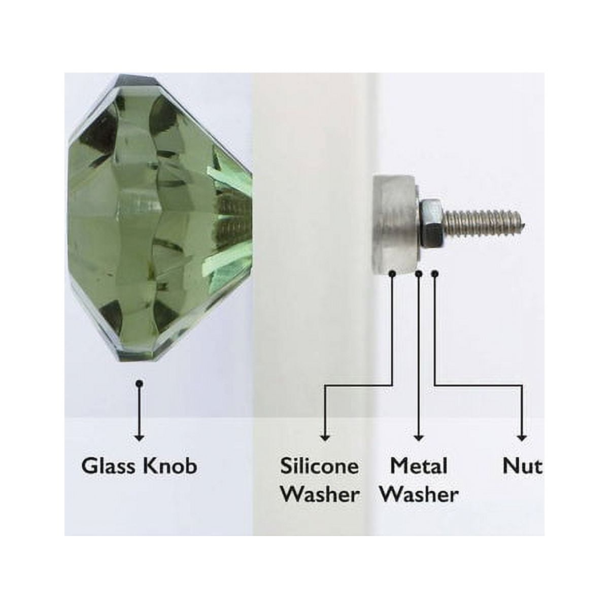 Set of Six Clear Amenja Glass Cabinet Knobs by Trinca-Ferro