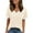 Beige, variant on Boho Tops For Women Summer Solid Color V Neck Short Sleeve Casual Warm Tee Shirts Sportswear,White,M