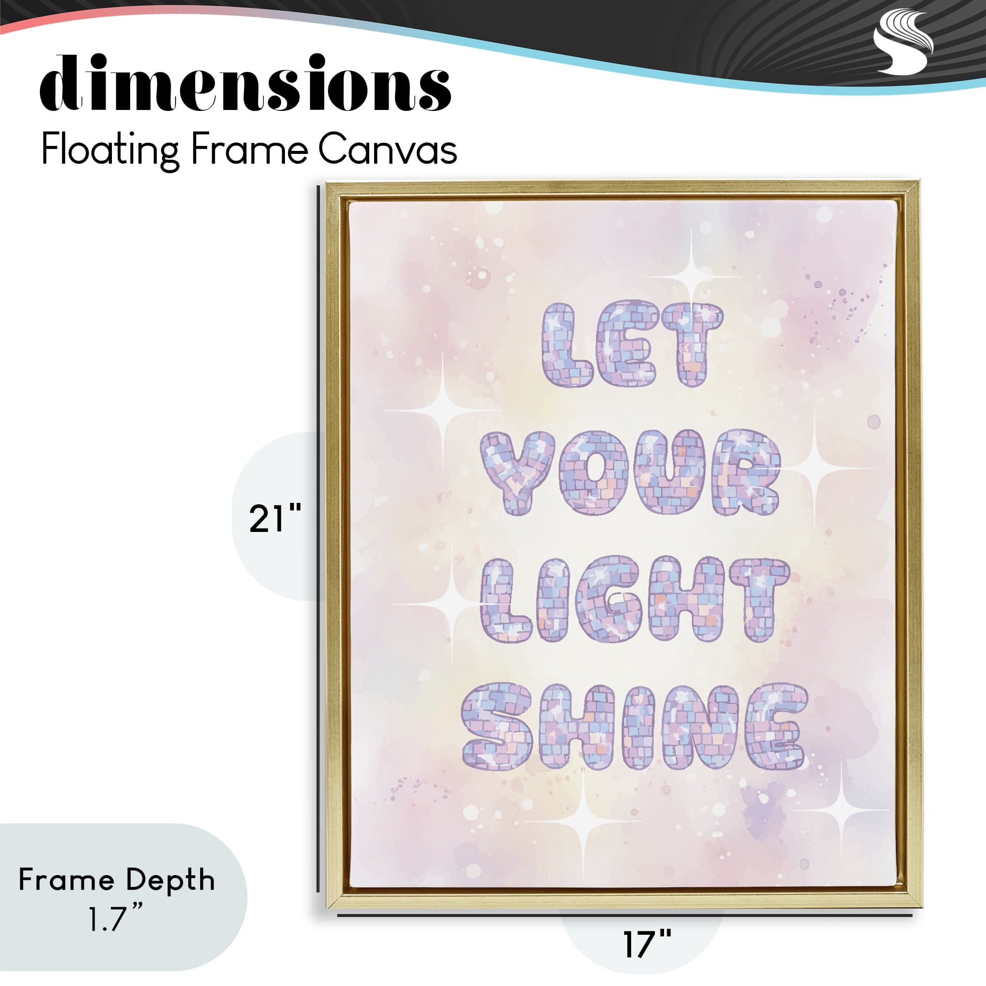 Stupell Industries Let Your Light Shine Pastels Gold Framed Floater Canvas Wall Art, design by Lil' Rue