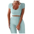 thumbnail image 1 of Yoga Set Women Workout Sets 2 Piece Seamless Ribbed Tank High Waist Trousers Yoga Outfits, 1 of 5