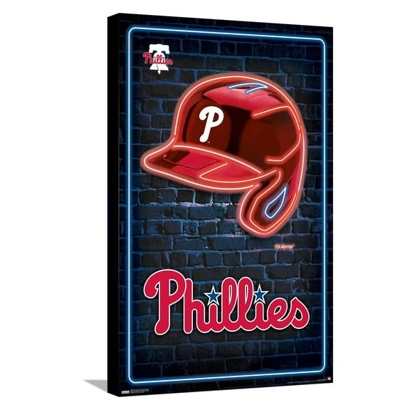 MLB Philadelphia Phillies - Neon Helmet 23 Canvas Wall Poster, 14.725" x 22.375"