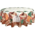 thumbnail image 1 of Pumpkin Fall Tablecloth Round 60 Inch Thanksgiving Tablecloth Plaid Circular Waterproof Maple Leaf Autumn Table Cover Cloths Washable Polyester Tabletop Runner for Kitchen Party Picnic Dining Decor, 1 of 4