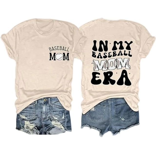 T-Shirts pour Femmes Décontractés Confortables Col Rond Manches Courtes Imprimé Baseball pour Usage Quotidien Loisirs