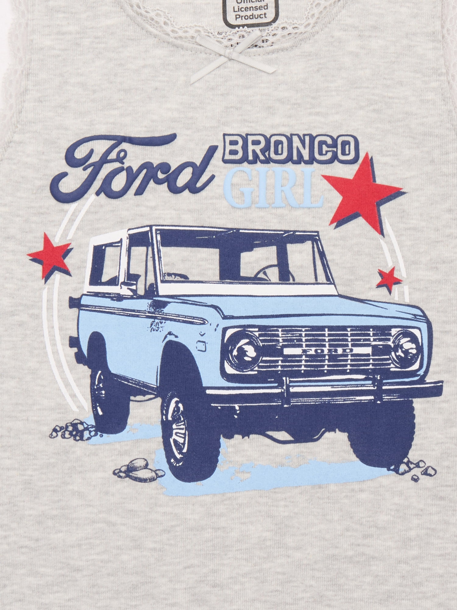 Ford Bronco Girls Americana Graphic Tank Top with Lace Trim, Sizes 4-16