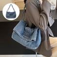 thumbnail image 2 of Women Denim Chain Strap Crossbody Bag Distressed Casual Shoulder Purse, 2 of 9