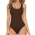 thumbnail image 5 of QUYUON Bodysuit for Women Summer Backless Sleeveless Scoop Neck T Shirt Bodysuit Jumpsuits One-Piece Bodysuits Tops Leotard Clothing Thong Bodysuits Catsuit Playsuit, Style 1300 Coffee S, 5 of 7