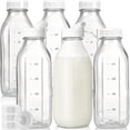 thumbnail image 1 of Botellas de vidrio para leche Syntic de 1 L con tapa hermética, paquete de 6 + accesorios, 1 of 7