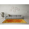 thumbnail image 3 of Ahgly Company Machine Washable Indoor Rectangle Medallion Yellow Traditional Area Rugs, 3' x 5', 3 of 4