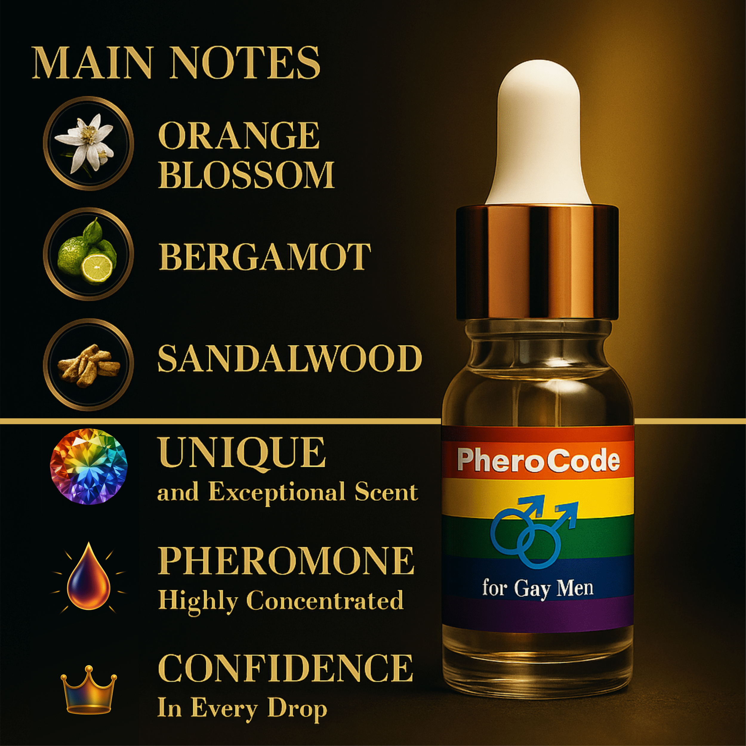 Gay Pheromone Cologne for Men Original CopulinAndrone 0.17 fl oz - 48-Hour Long Lasting Body Oil Crafted for Gay Men - Men's Cologne Perfume Pheromone Oil with Natural Orange Blossom and Sandalwood