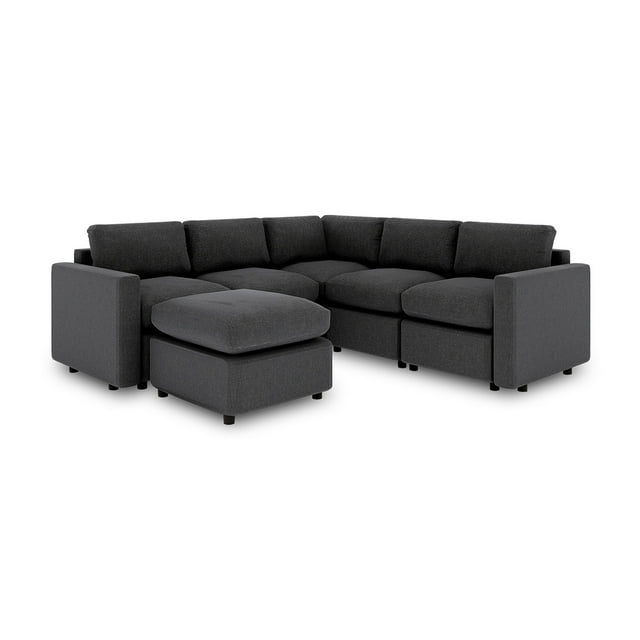 Sala Seccional Modular Esquinera Adapti 5 Plazas + Otomano | Gris Carbón