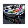 thumbnail image 5 of Inlaid Diamond Rainbow Colored Gemstone Ring Finger Jewelry Birthday Proposal Gift Bridal Engagement Party Ring, 5 of 8