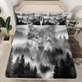 thumbnail image 2 of Feelyou Pine Tree Landscape Bed Sheets, Rustic Wolf Animal King Sheets, 4-Piece, 2 of 7