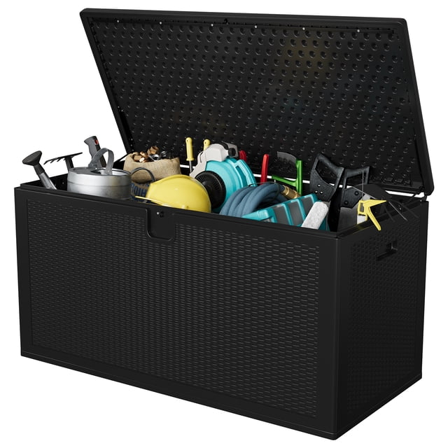 Edtara Coffre de Rangement Extérieur de 150 Gallons en Résine Durable et Résistante aux Intempéries, avec Couvercle Verrouillable Sécuritaire et Grand Espace pour Coussins, Outils et Équipement, Parfait pour le Jardin Ou la Véranda