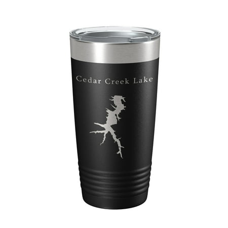 

Cedar Creek Lake Map Tumbler Travel Mug Insulated Laser Engraved Coffee Cup Kentucky 20 oz Black