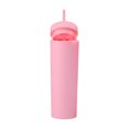 thumbnail image 2 of Moyic Botella de agua de 16OZ, vaso de paja esmerilado de plástico de 2 capas, bebida portátil, taza de té de la leche, soporte para café y jugo Mostrada Rosado NO1 Moyic HA007950-03B, 2 of 5