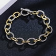 thumbnail image 5 of Mytys Link Bracelet Two tone Circles Chain Silver and Gold Wire Cable Bangle Designer Inspired Bracelets for Women, 5 of 7