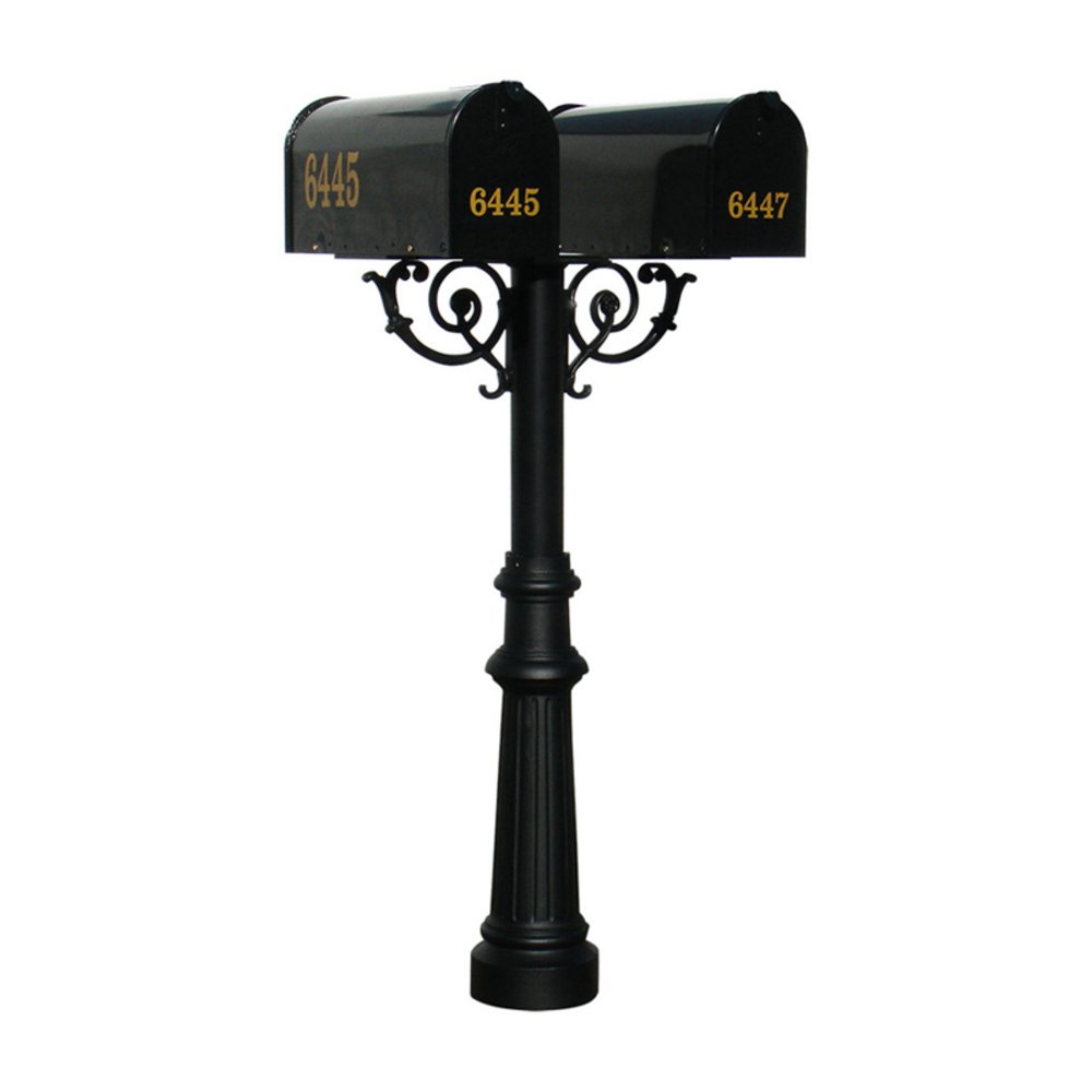 The Hanford Mailbox Post System Twin Post with Fluted Base 8 / E1