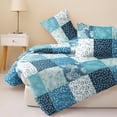 thumbnail image 6 of Exclusivo Mezcla 3-Piece Patchwork King Size Comforter Set, Microfiber Bedding Down Alternative Comforter for All Seasons with 2 Pillow Shams, Navy Blue, 6 of 8