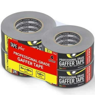Tape Plus Bulk Gaffer Tape 4 Pack - 2in x 40 Yards (120 Feet Per Roll) Black Tape - GaffersTape used for Gaff Tape, Duct Tape, Electrical Tape, Fabric Tape, Floor Tape, Book Binding Tape & More!