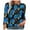 Blue, variant on Njagoc3 Womens Crew Neck 3/4 Sleeve Blouse, Black - Blue Floral Print Top, Chic for Evening Events