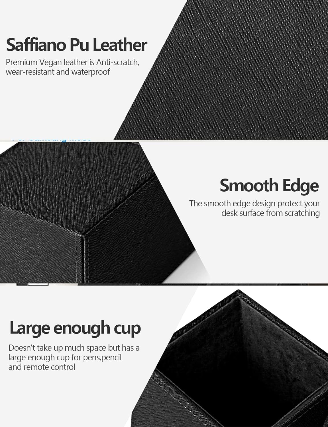 Miroddi Desk Organizer with Wireless Charging for iPhone, PU Leather with Pencil Holder for Desk & Nightstand, 1 Pack