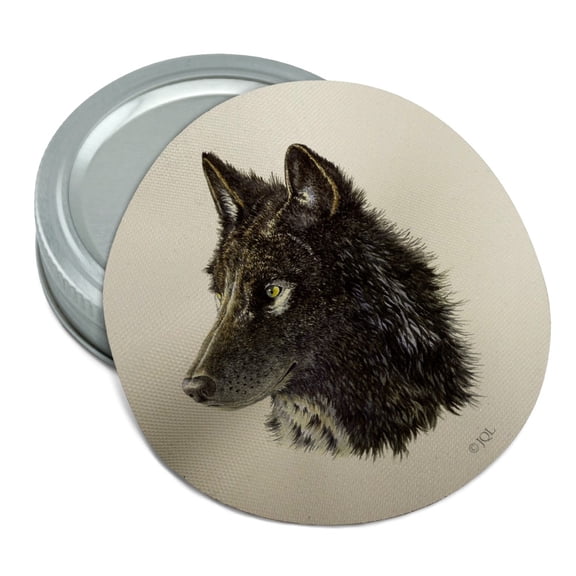 Wild Black Wolf Head Round Rubber Non-Slip Jar Gripper Lid Opener