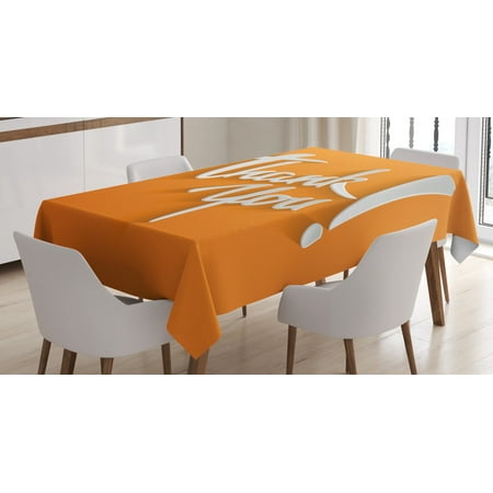 

Thank You Tablecloth Curvy Joint Handwriting Exclamation Mark Gratefulness Inscription Font Rectangular Table Cover for Dining Room Kitchen 60 X 90 Orange and Coconut by Ambesonne