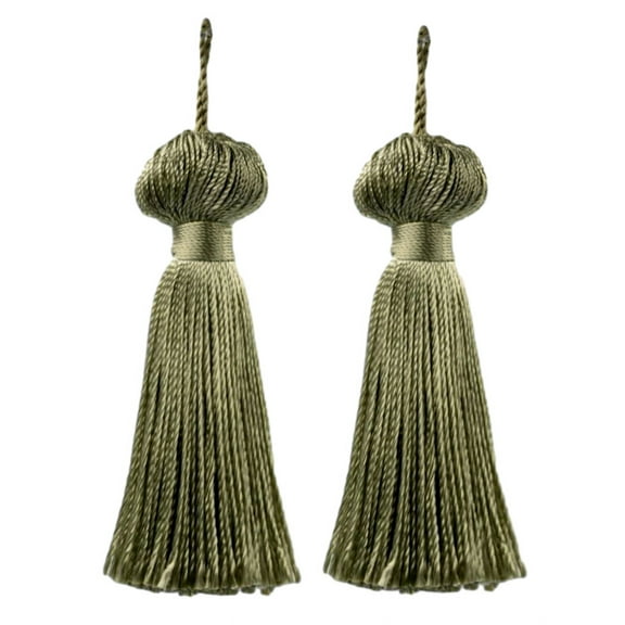 3" (7.5cm) Small Bell Tassel | Craft Tassel # BT3,, Dark Khaki Green #L80 (Dark Khaki Beige Green) Set of 2