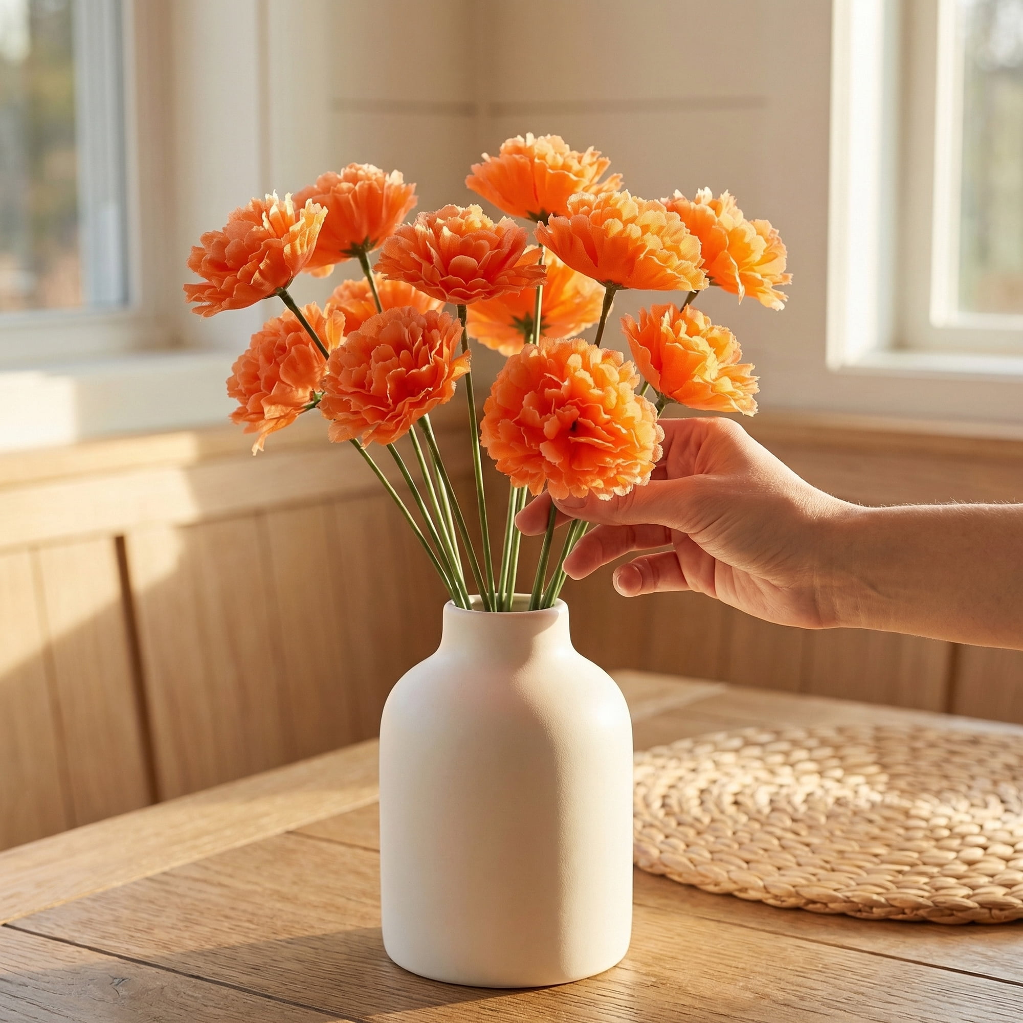 Unique Bargains Artificial Silk Carnation Bouquets with Detachable Heads Orange 5.9 in