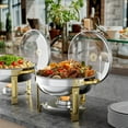thumbnail image 5 of Chafing Dish Buffet Set 4 Pack: TINANA 5QT Stainless Steel Chafing Dishes with Glass Lid & Lid Holder, Round Food Warmers for Parties, Events, Wedding-Gold, 5 of 5