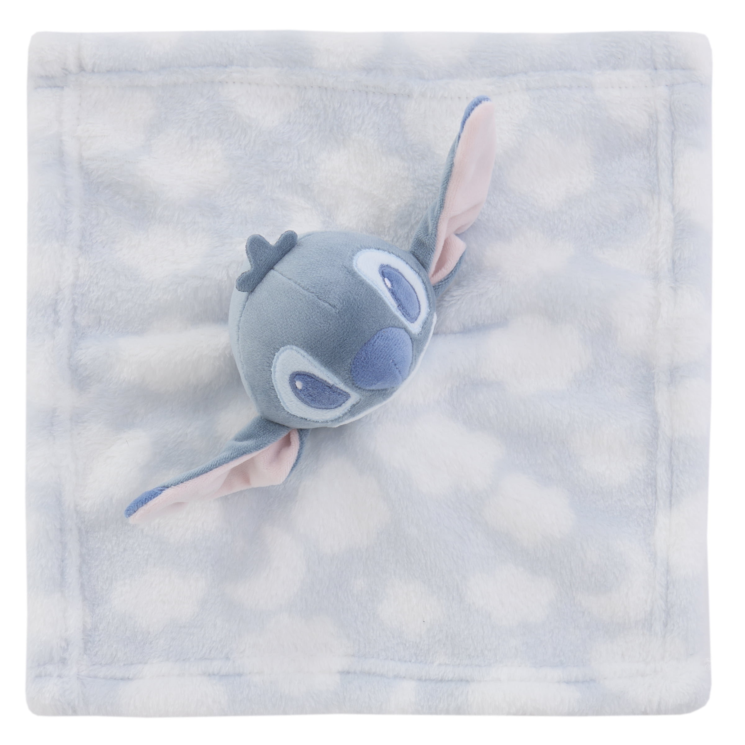 Disney Stitch Plush Security Blanket for Infants, Unisex, Blue and White