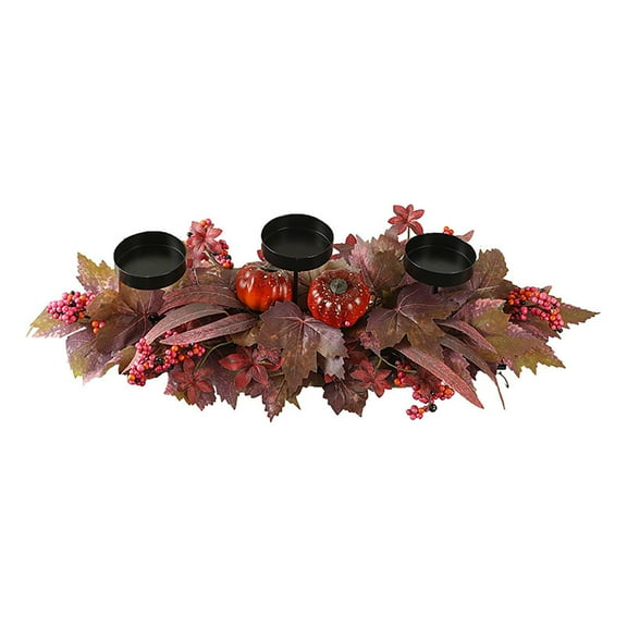 Summercome Candle Holder Centerpiece for Table Elegant Christmas and Thanksgiving Candle Centerpieces for Tables with Artificial Eucalyptus Leaf, Pinecones, and Rattan Base, Perfect for Home Decor