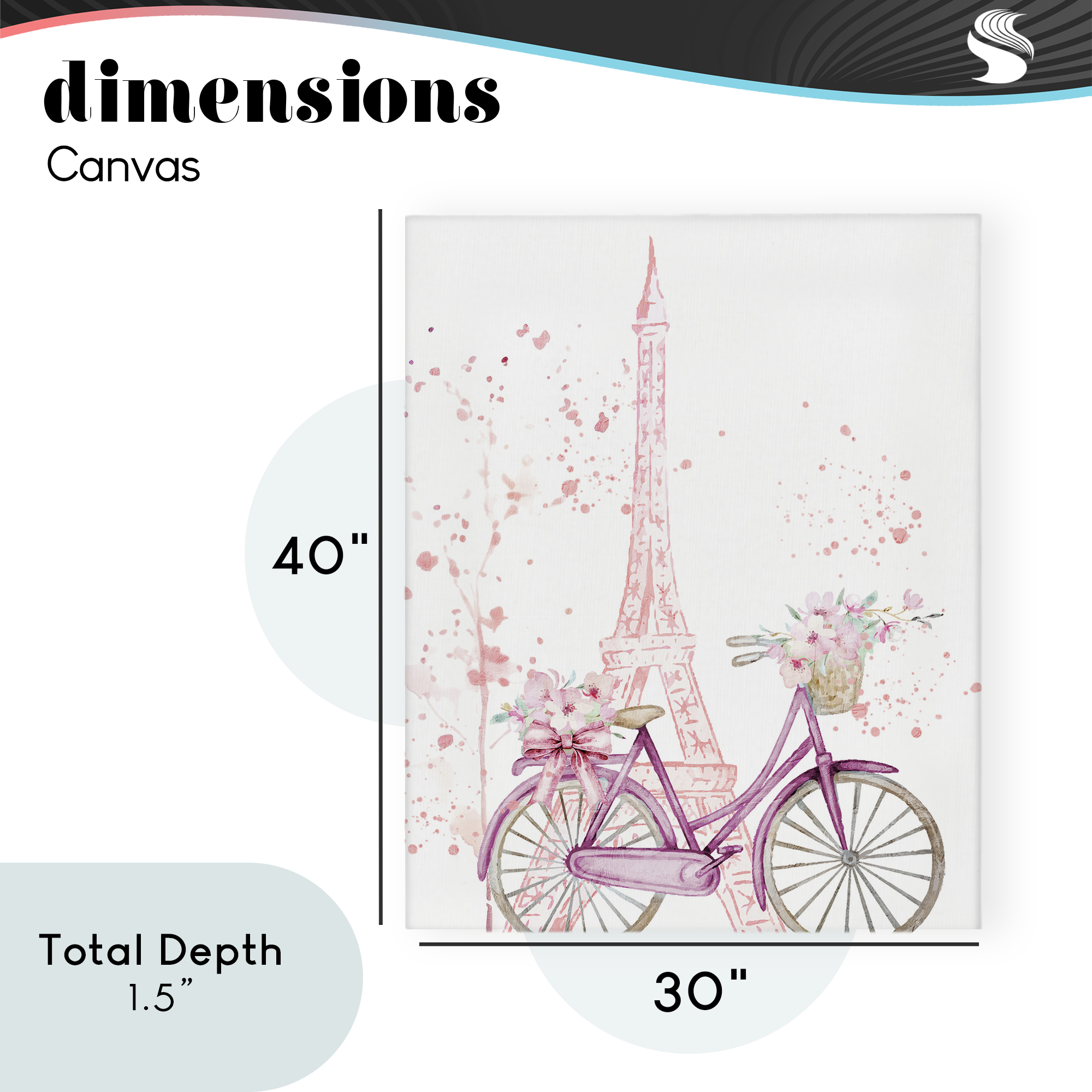 Parisian Bicycle & Modern Splatter Canvas Wall Art, design by Kim Allen